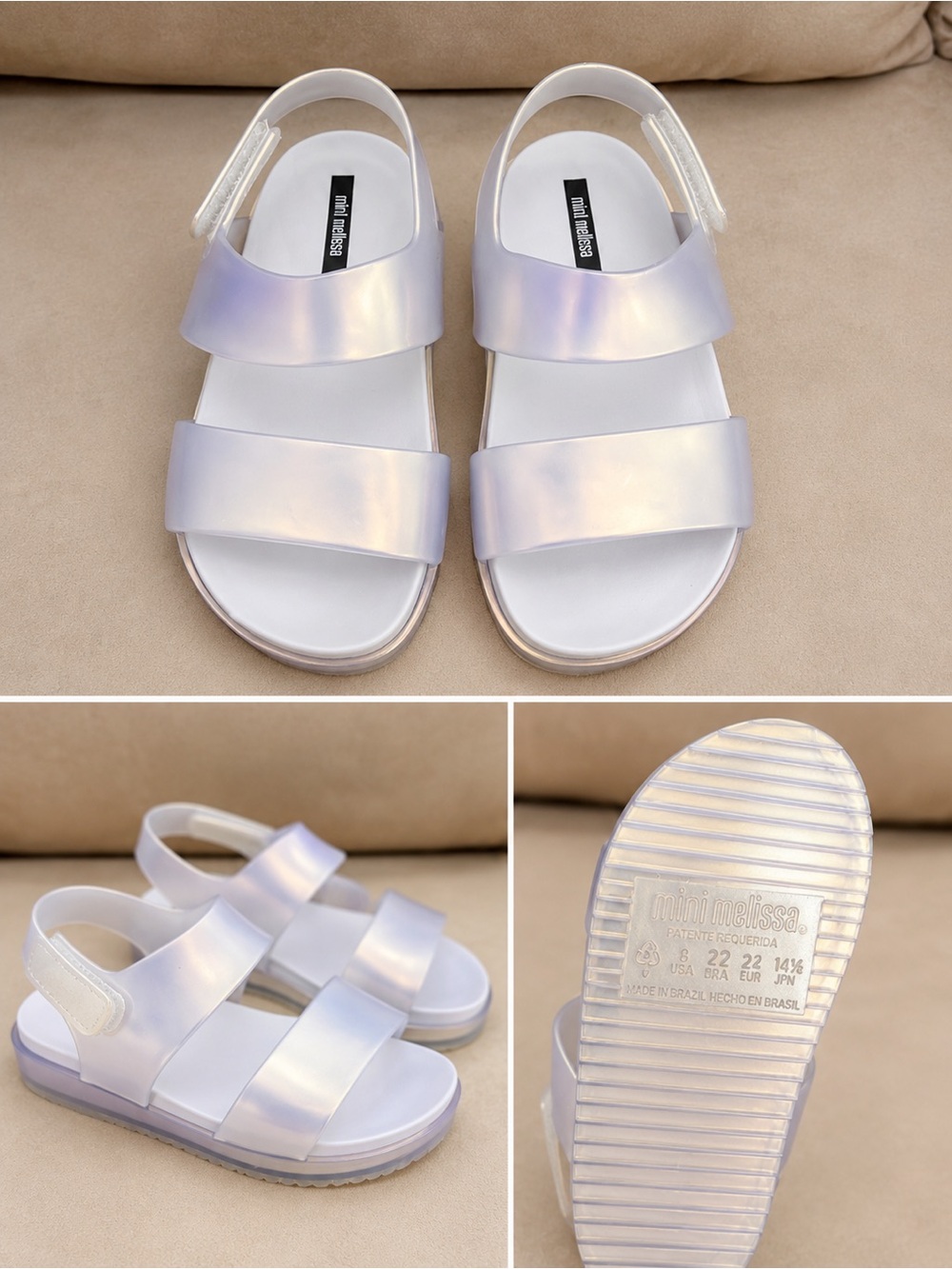 “Mini Melissa Girls Iridescent Jelly Sandals Size 6 Toddler”
